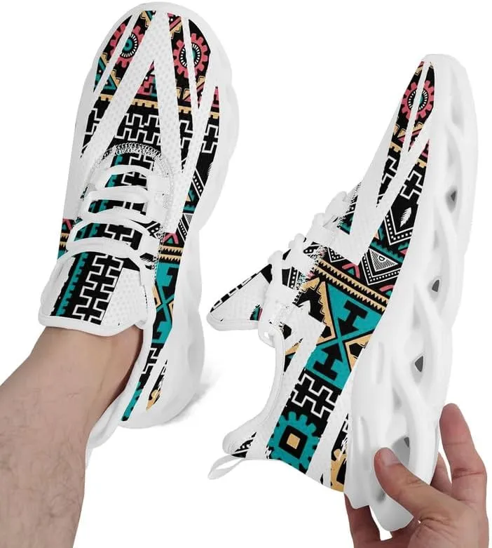 Custom Tribal Print Trainers - Breathable Lightweight Shoes for Men and Women - Personalised Walking and Running Sneakers