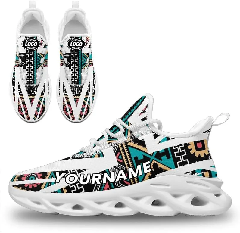 Custom Tribal Print Trainers - Breathable Lightweight Shoes for Men and Women - Personalised Walking and Running Sneakers