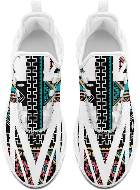 Custom Tribal Print Trainers - Breathable Lightweight Shoes for Men and Women - Personalised Walking and Running Sneakers