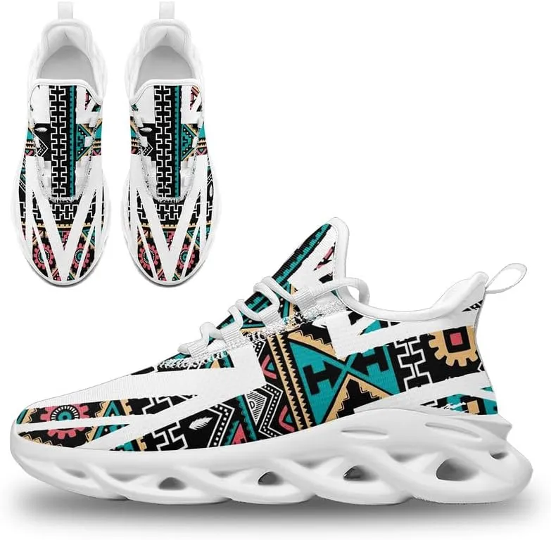 Custom Tribal Print Trainers - Breathable Lightweight Shoes for Men and Women - Personalised Walking and Running Sneakers