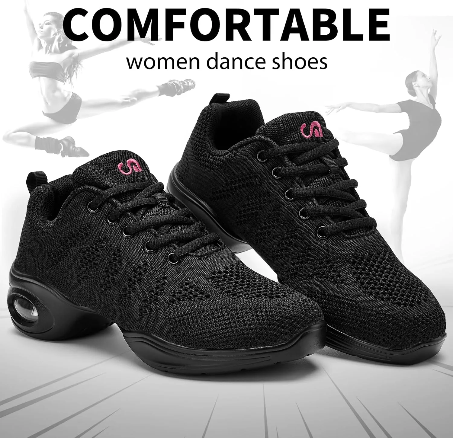 Dance Shoes for Women Jazz Shoes Women Dance Sneakers Breathable Air Cushion Split Sole Athletic Walking Dance Shoes Platform Shoe