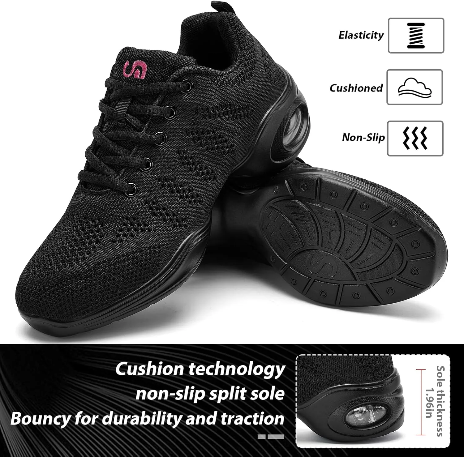Dance Shoes for Women Jazz Shoes Women Dance Sneakers Breathable Air Cushion Split Sole Athletic Walking Dance Shoes Platform Shoe