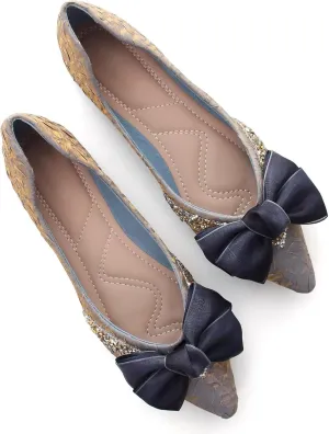 Dear Time Women's Casual Flats Bowknot Pointed Toe Ballet Flats Dressy Bridal Shoes Slip Ons Loafers for Women Comfortable Shoes