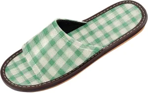 Deep Green Plaids Mens House Slippers Portable Slides Sandals for Travel Home Outdoor