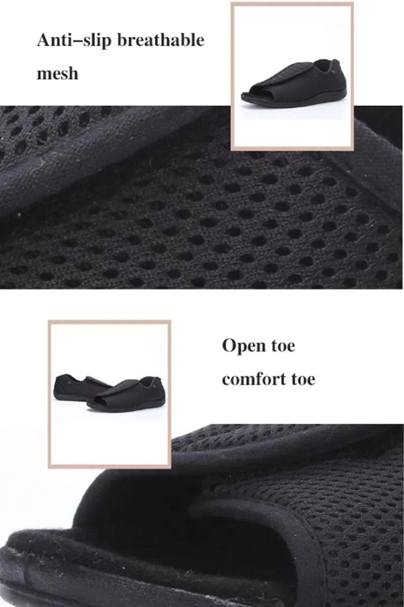 Diabetic Orthopedic Men's Plantar Fasciitis Shoes Closure Toe Swollen Feet Slippers Edema Swollen Shoes Arthritis Edema House Shoes Slip On Walking Sneakers Open Toe Sandals (Color : 2, Size : 47)