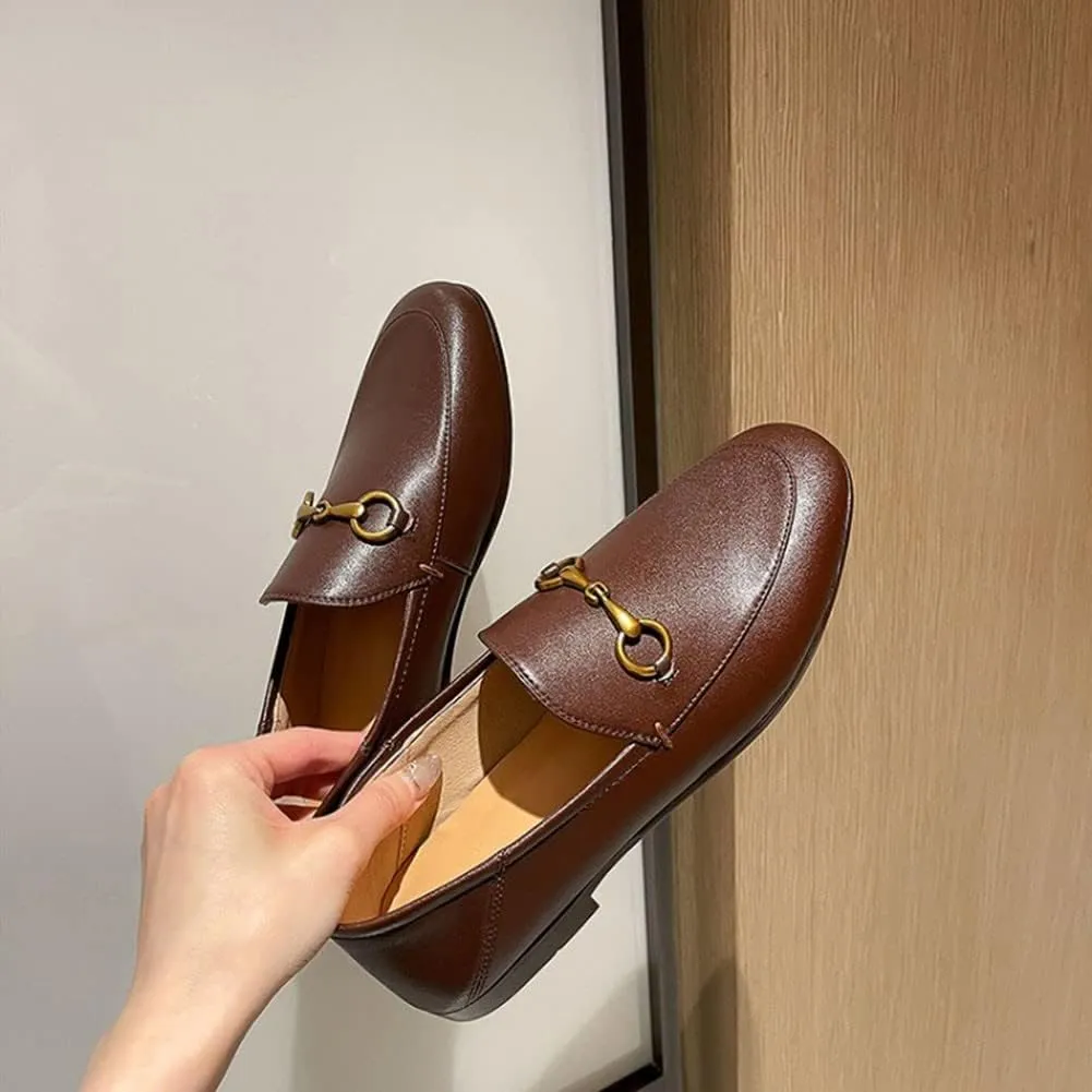 Divanne Loafers for Women, Womens Loafer Flats Gold Chain Penny Loafers Slip On Fur Loafer Mules