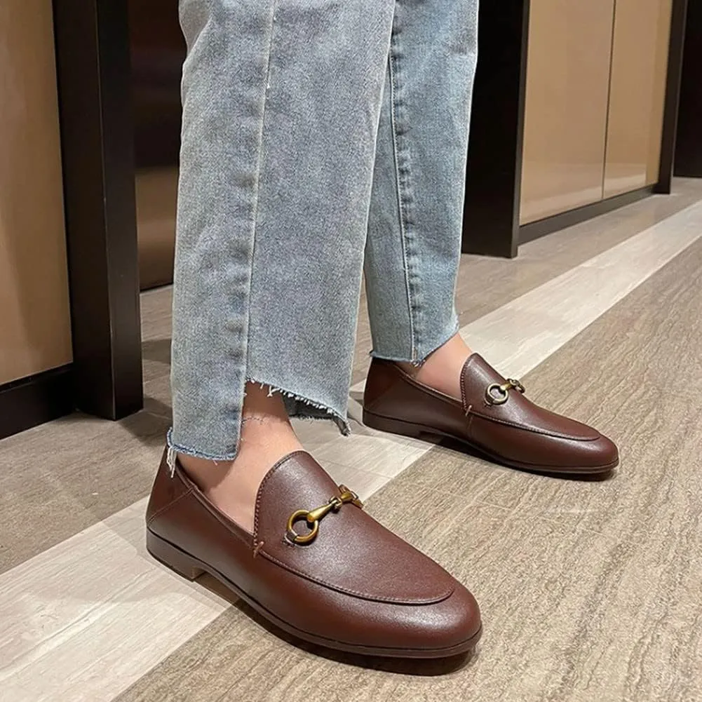 Divanne Loafers for Women, Womens Loafer Flats Gold Chain Penny Loafers Slip On Fur Loafer Mules