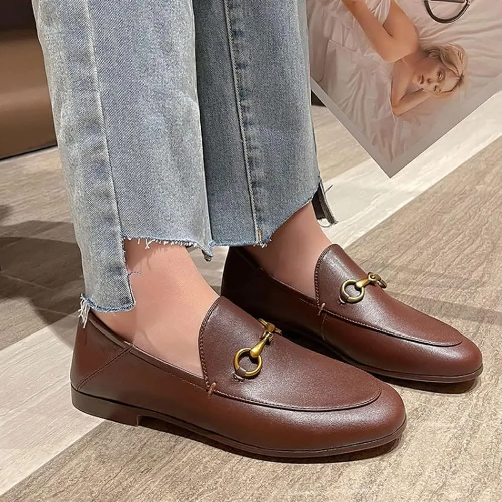 Divanne Loafers for Women, Womens Loafer Flats Gold Chain Penny Loafers Slip On Fur Loafer Mules