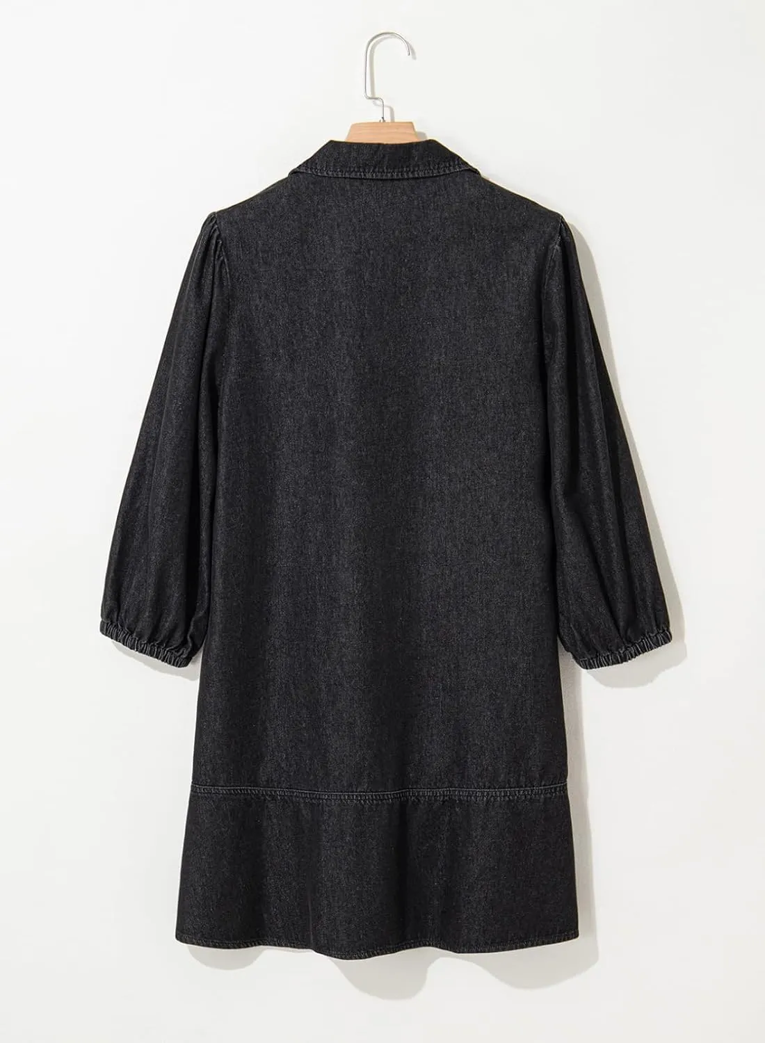 Dokotoo Denim Dress for Women Summer Casual Babydoll 2025 V Neck 3/4 Puff Sleeve Jean Dresses