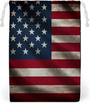 Drawstring Storage Bag American Flag Gym String Bag Durable Washable for Men Women