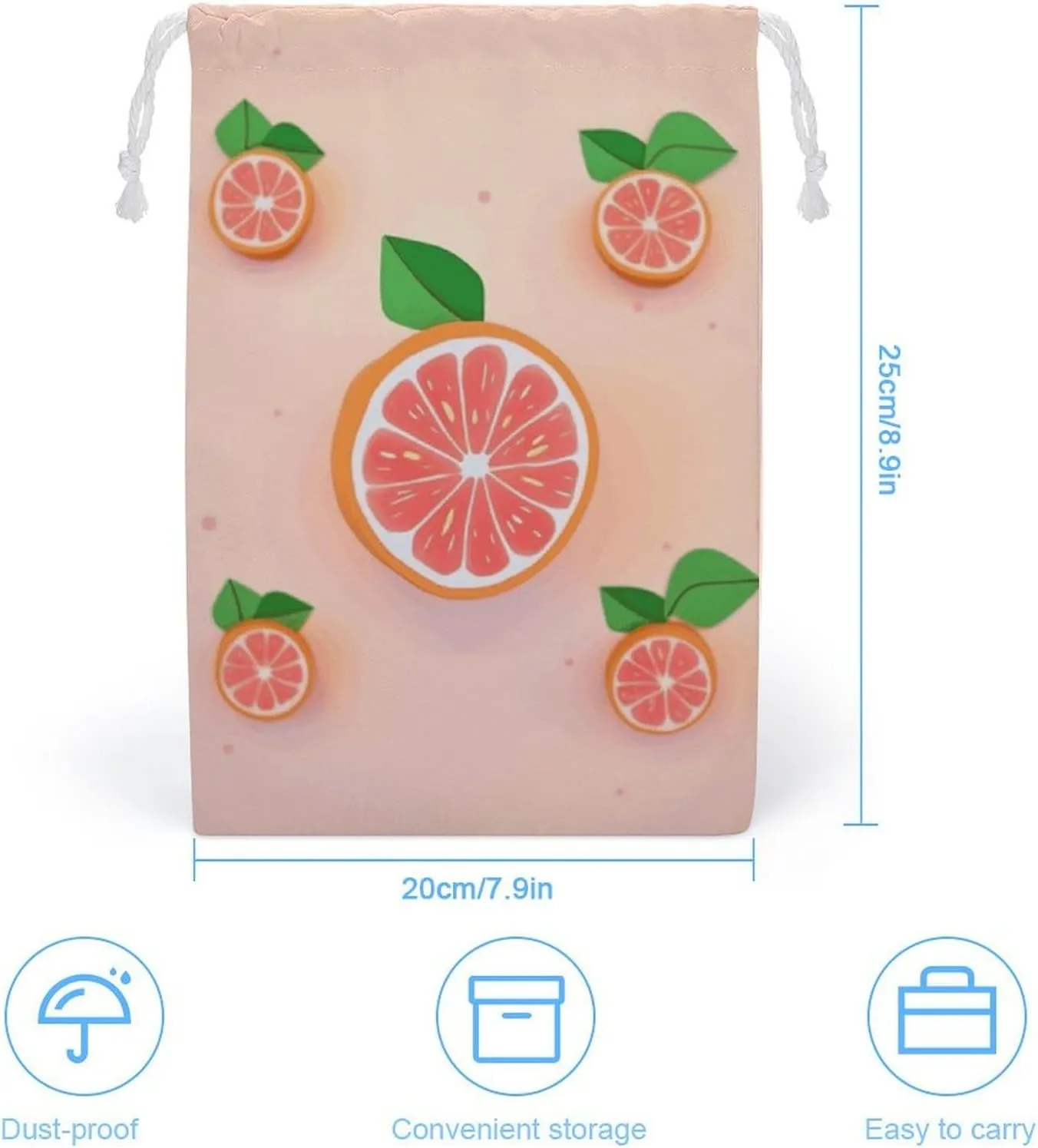Drawstring Storage Bag Cute Grapefruit Gym String Bag Durable Washable for Men Women