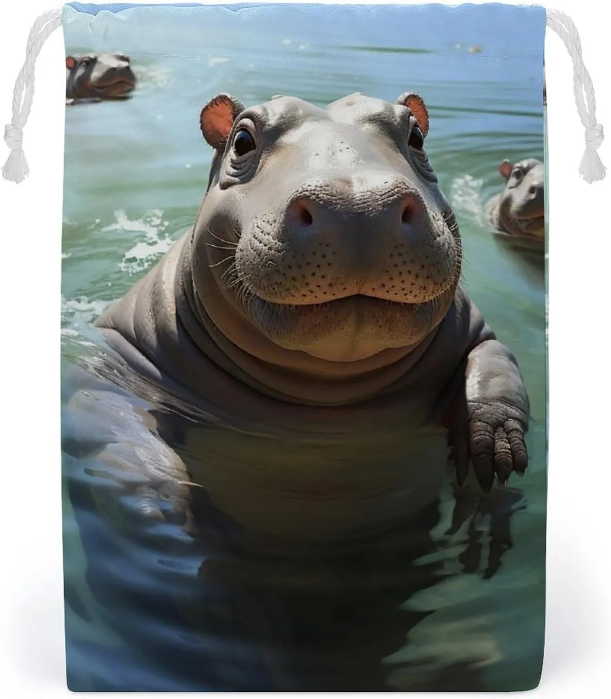 Drawstring Storage Bag Cute Hippos Gym String Bag Durable Washable for Men Women