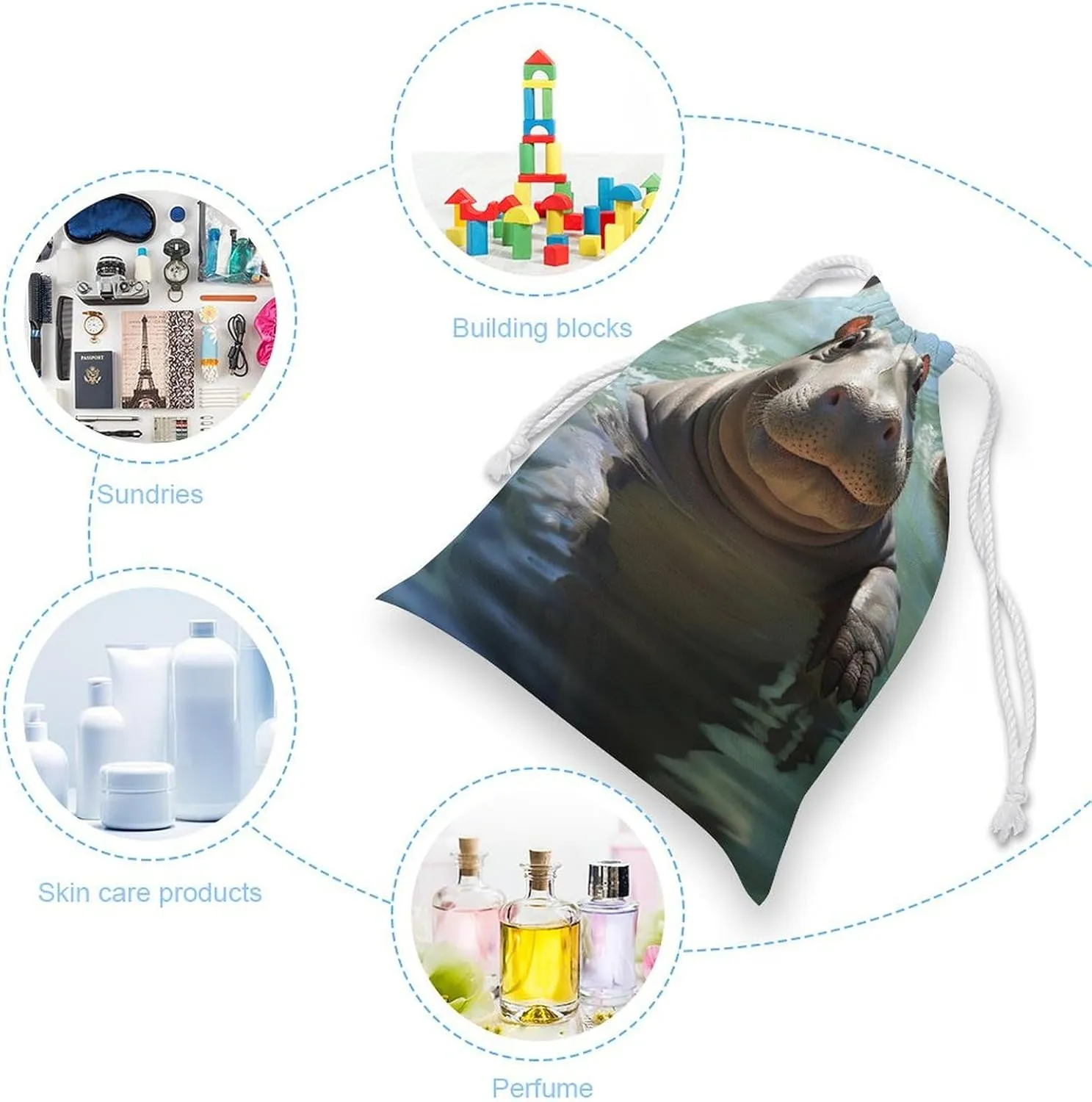 Drawstring Storage Bag Cute Hippos Gym String Bag Durable Washable for Men Women
