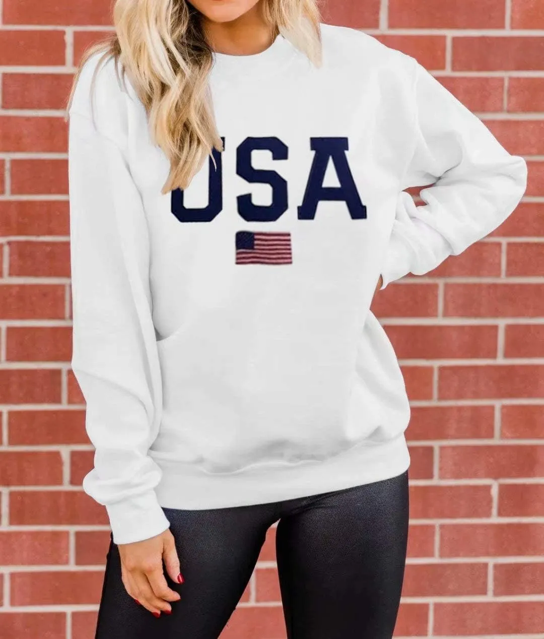Dressmine Womens Casual Long Sleeve Graphic Tee Shirts Crew Neck Sweatshirts Pullover Tops for Women