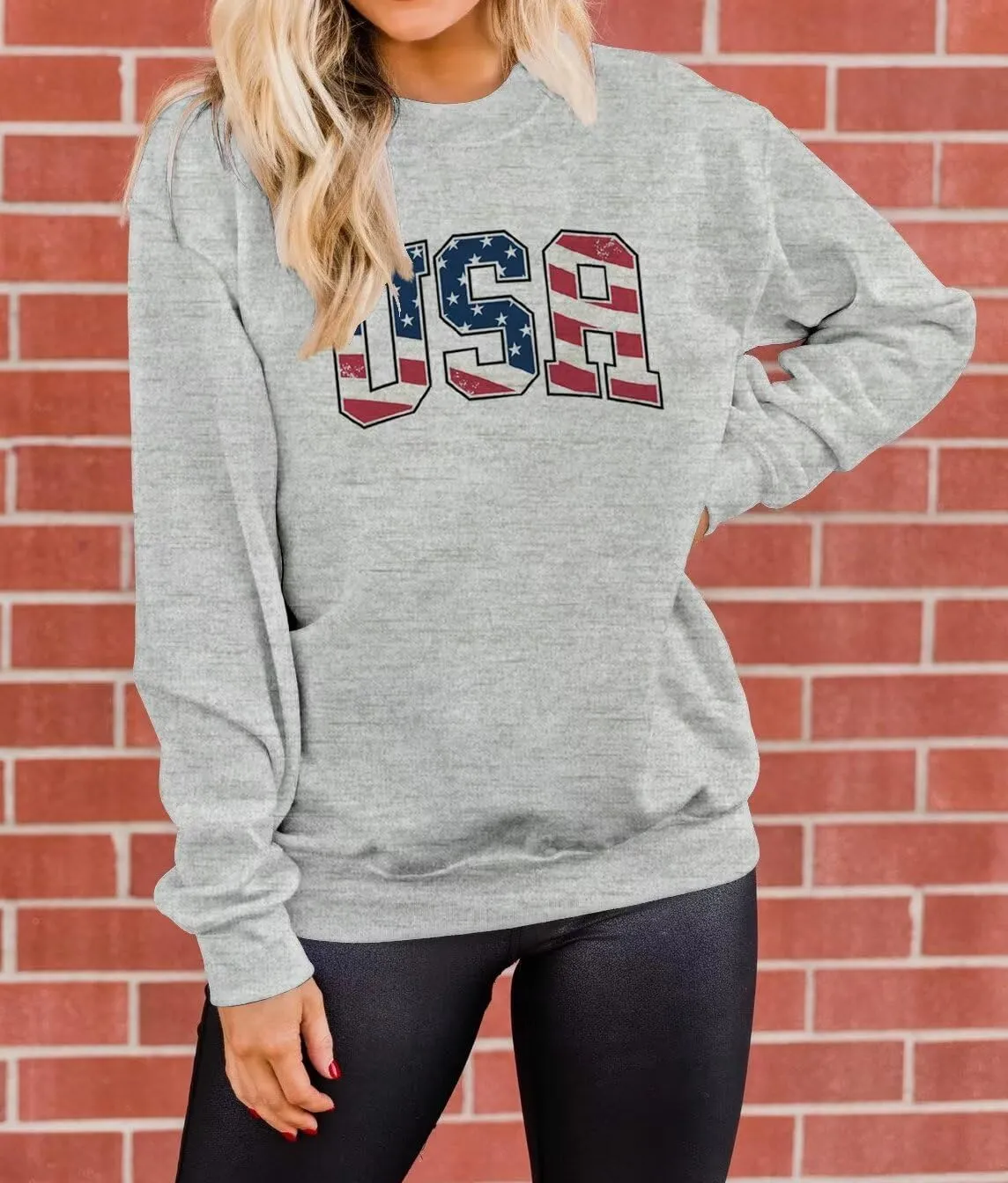 Dressmine Womens Casual Long Sleeve Graphic Tee Shirts Crew Neck Sweatshirts Pullover Tops for Women