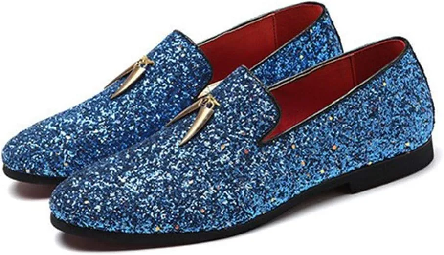 Driving Loafers for Men Gommino Slip on Style PU Leather Upper Luxury Glitter Pointed Toe Metal Tassels Lightweight Anti Slip Casual