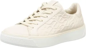 ECCO Street Tray Limestone Leather Regular Women's Wave Casual Sneakers