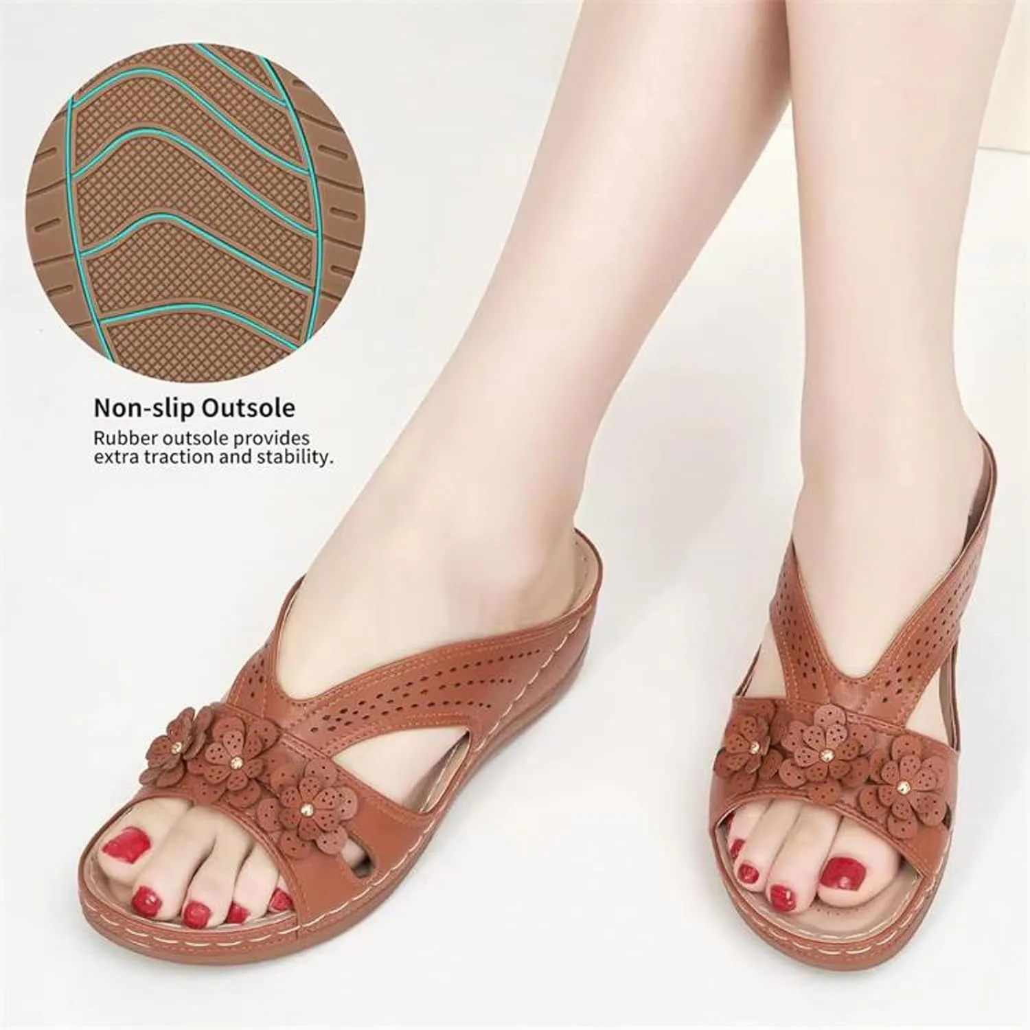 Eduavar Sandals for Women 2025 Orthopedic with Arch Support Lightweight Soft Comfort Summer Beach Slip On Walking Slippers