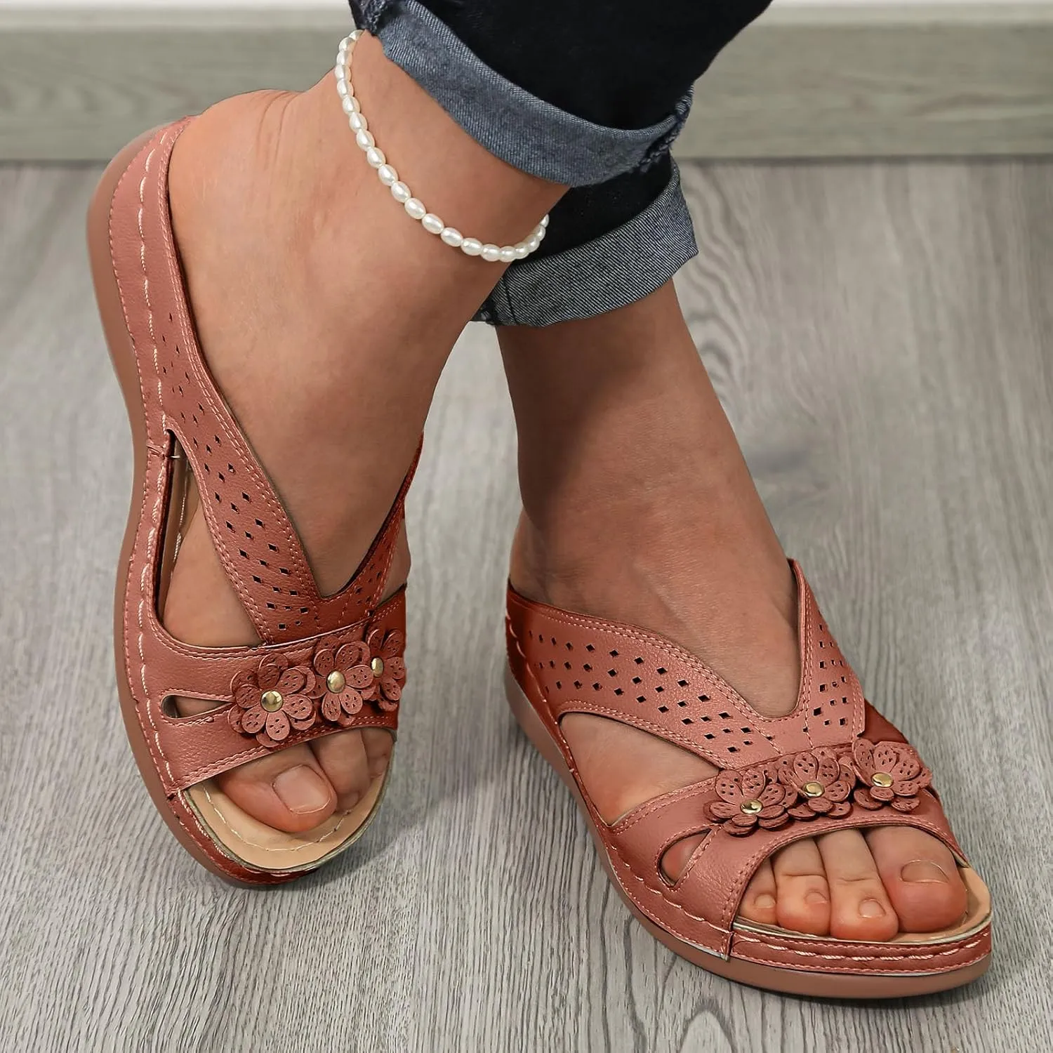 Eduavar Sandals for Women 2025 Orthopedic with Arch Support Lightweight Soft Comfort Summer Beach Slip On Walking Slippers