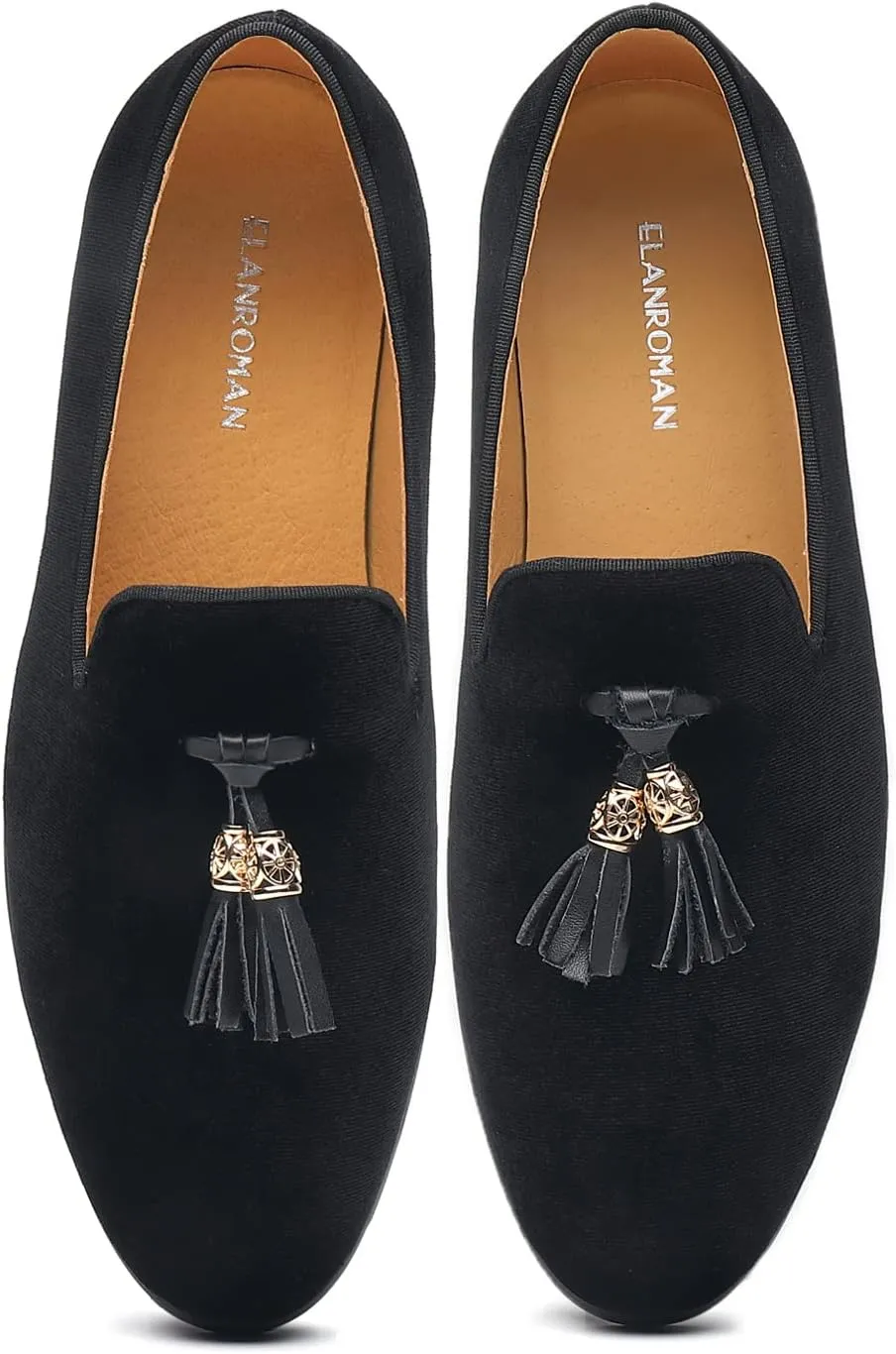 ELANROMAN Men's Loafers Tassels Penny Slip-On Luxury Wedding Shoes