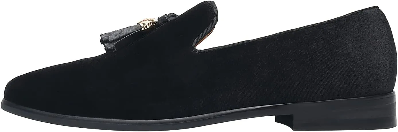 ELANROMAN Men's Loafers Tassels Penny Slip-On Luxury Wedding Shoes