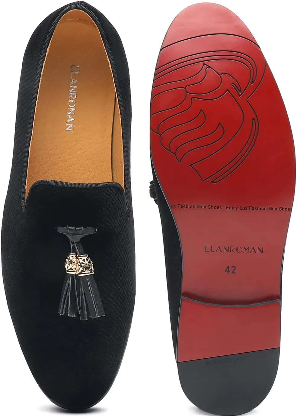 ELANROMAN Men's Loafers Tassels Penny Slip-On Luxury Wedding Shoes