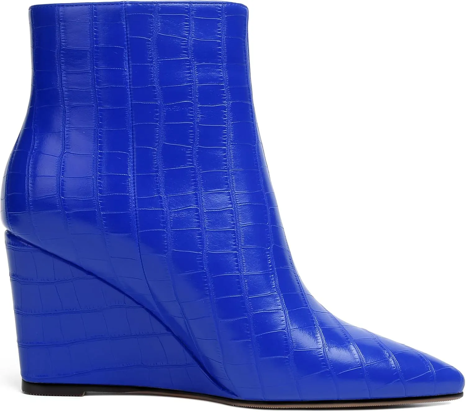 Eldof Wedge Heel Ankle Boots for Women with Zip Closure Pointed Toe Wedge Booties Party Dress Fashion Short Booties 3.5 Inch