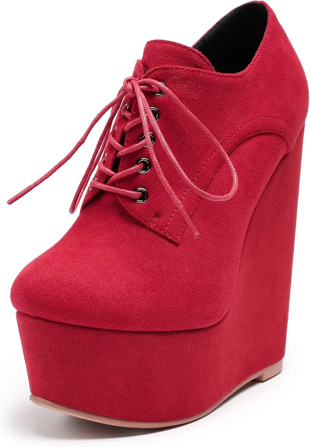 Eldof Women's Wedge Heel Ankle Bootie Sexy 6" Ankle Bootie High Wedge Heel Bootie Platform Lace Up Comfortable Boots