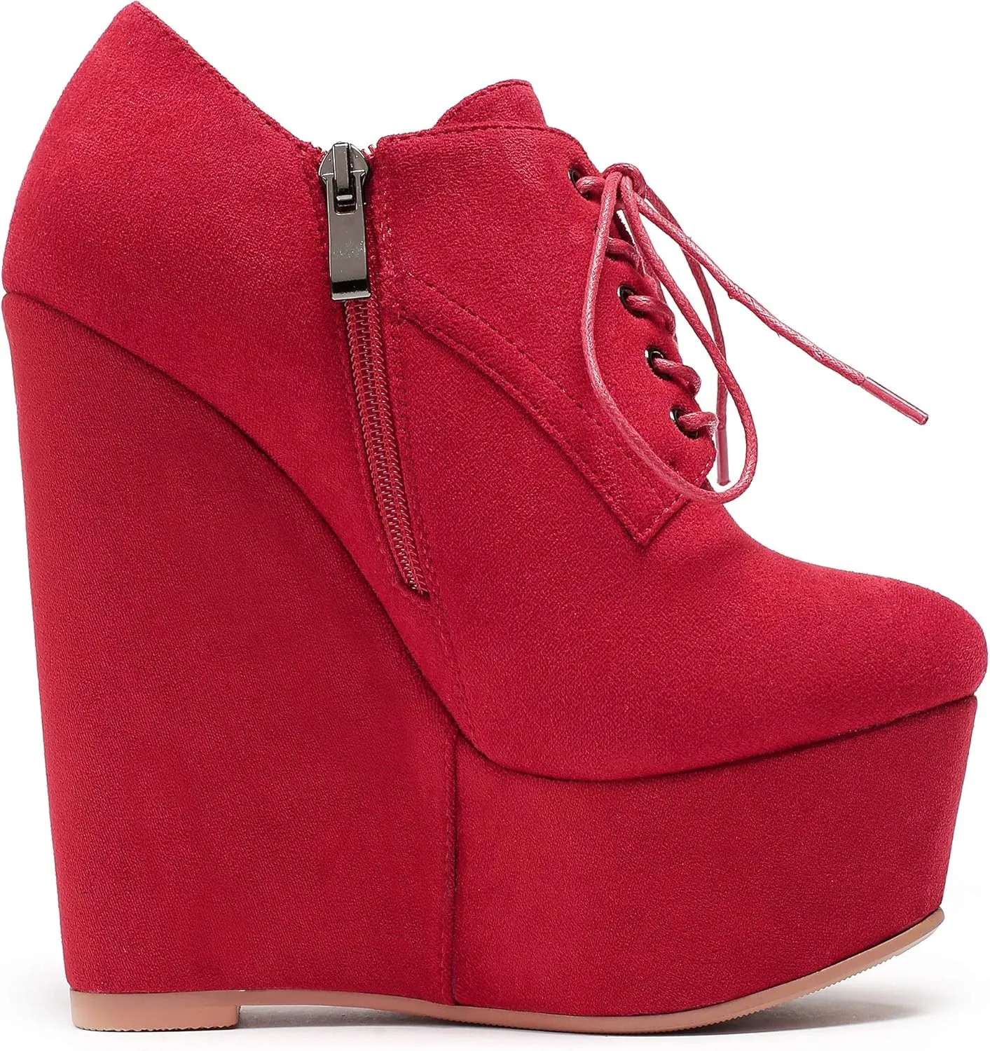 Eldof Women's Wedge Heel Ankle Bootie Sexy 6" Ankle Bootie High Wedge Heel Bootie Platform Lace Up Comfortable Boots