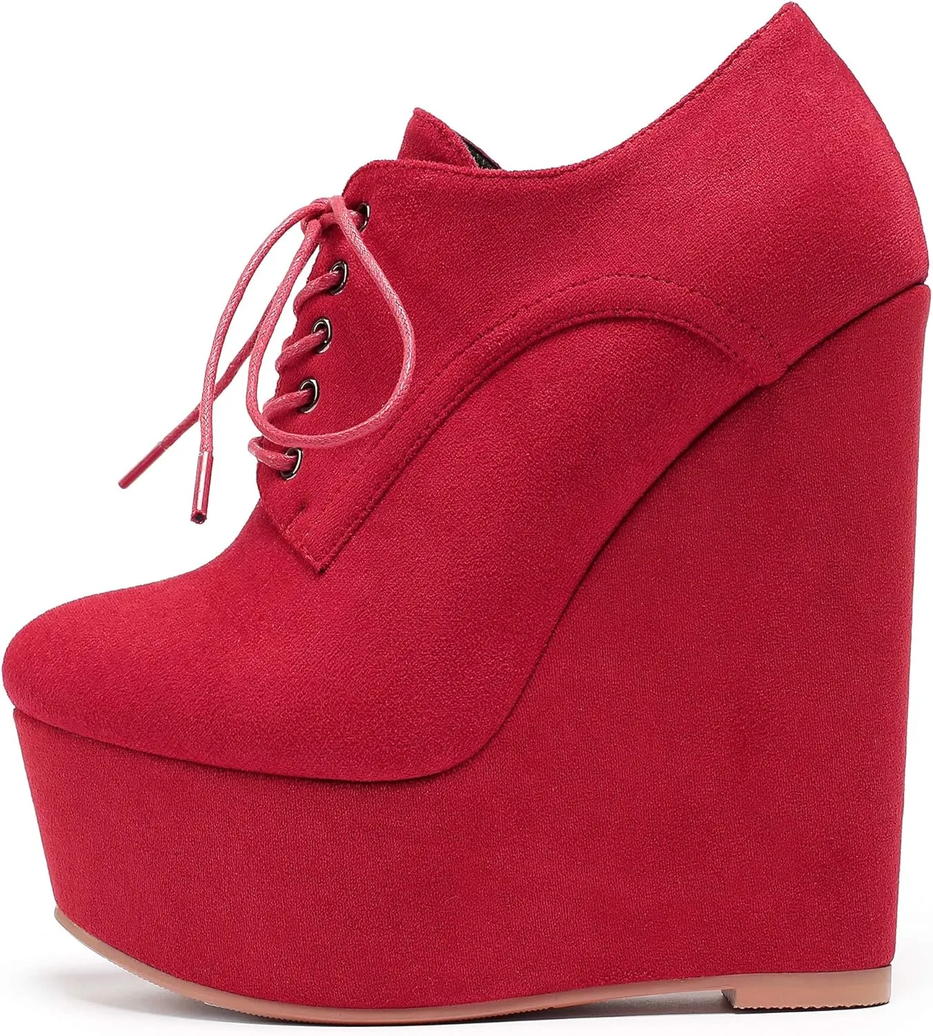 Eldof Women's Wedge Heel Ankle Bootie Sexy 6" Ankle Bootie High Wedge Heel Bootie Platform Lace Up Comfortable Boots