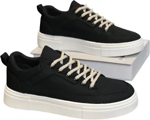 [Ellniges]Men's Chunky Sole Canvas Shoes - Summer Breathable Unisex Sneakers with Cushioned Insole,【Anti-Slip Comfort】Oxfords for Casual/Work, Retro Streetwear Style College Student Daily Footwear