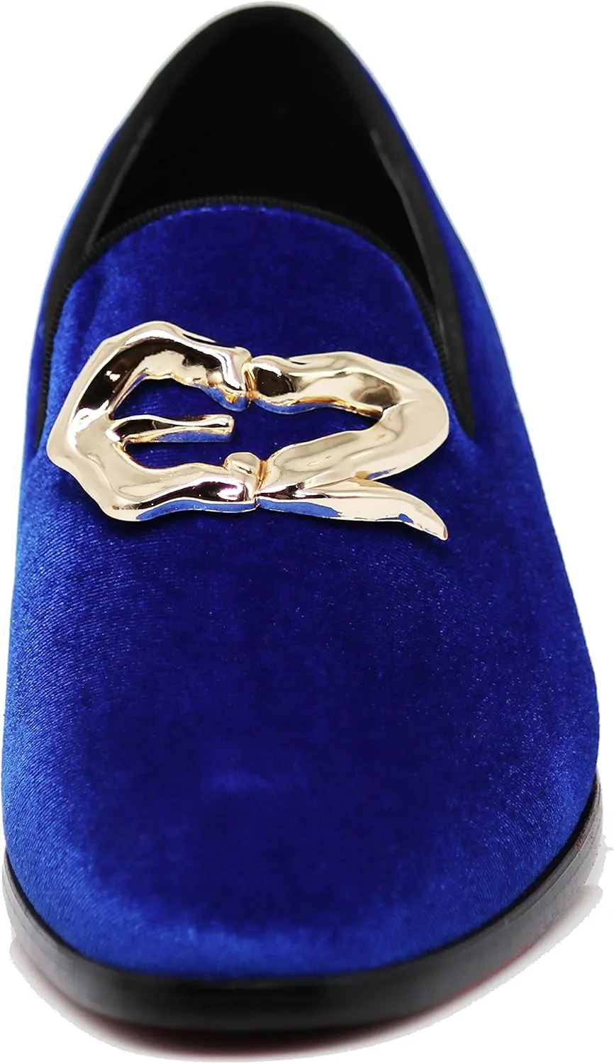 Enzo Romeo Plum05 Men's Dress Loafers Elastic Slip on with Buckle Fashion Shoes