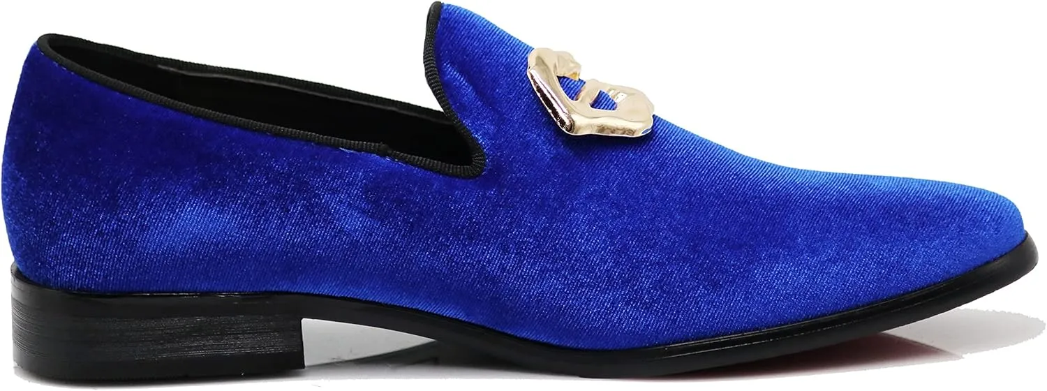 Enzo Romeo Plum05 Men's Dress Loafers Elastic Slip on with Buckle Fashion Shoes