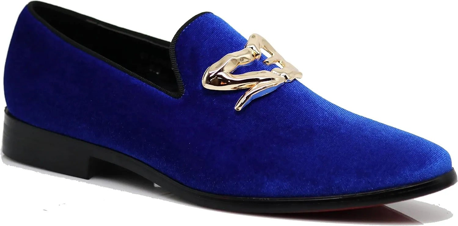 Enzo Romeo Plum05 Men's Dress Loafers Elastic Slip on with Buckle Fashion Shoes