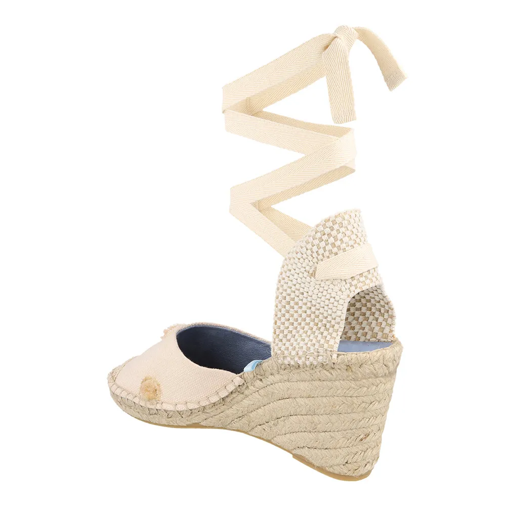 Espadrille Anabela Pompom Off White