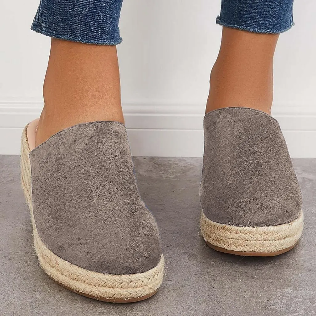 Espadrilles Mule Wedges Platform Slip on Backless Sandals