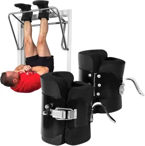 Estink Hanging Pull Up Boots,1 Pair Black Inversion Hang Up Boots Therapy Gym Fitness Physio Hang Spine Posture with Comfortable Foam Padding and Locking Clips