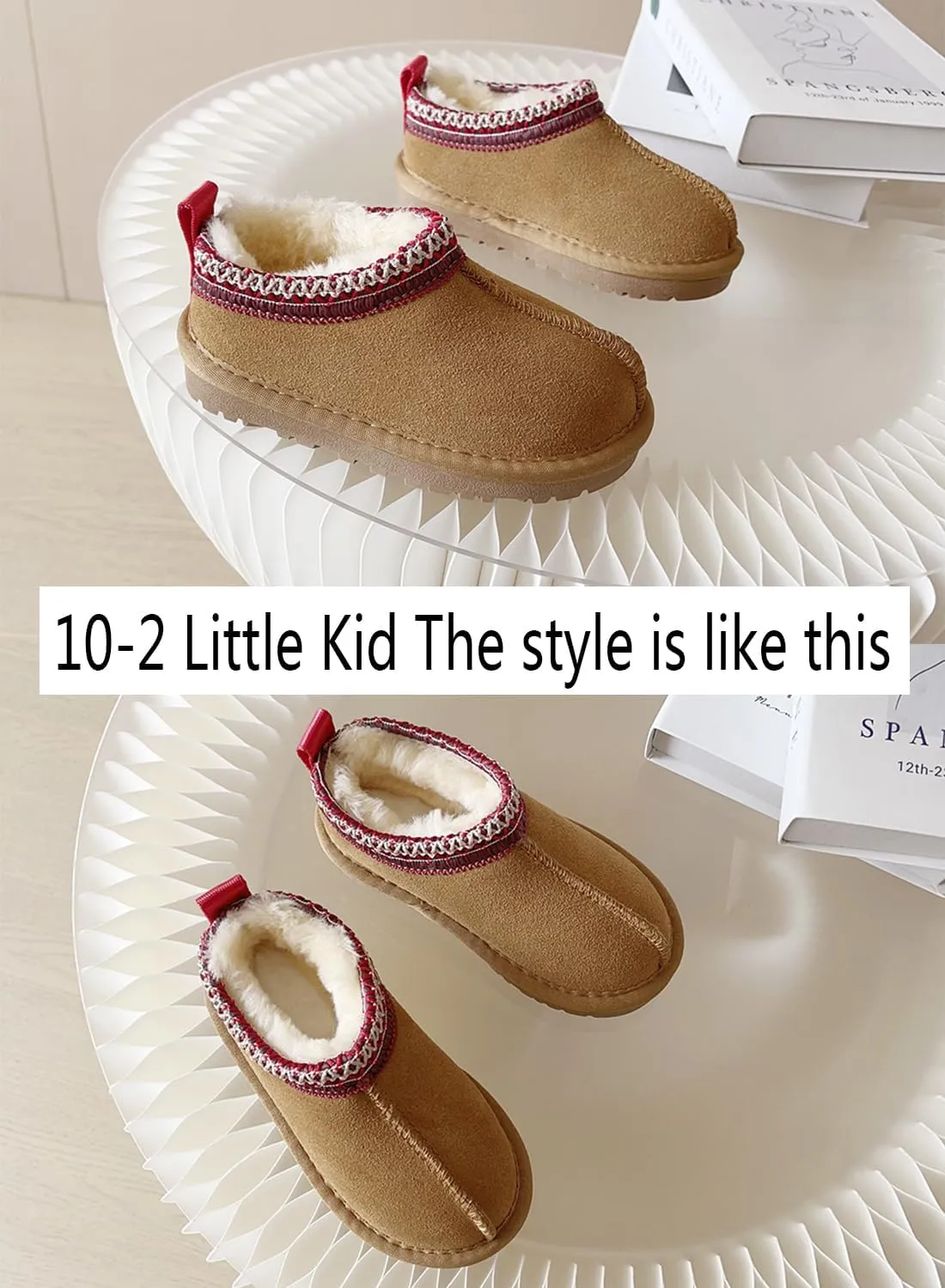 Fashion Platform Slippers for kids Fur Fleece Lined Short Ankle Boot boy girl Comfortable Warm Outdoor Indoor Home Non slip fuzzy big Little Kid Mini Boots