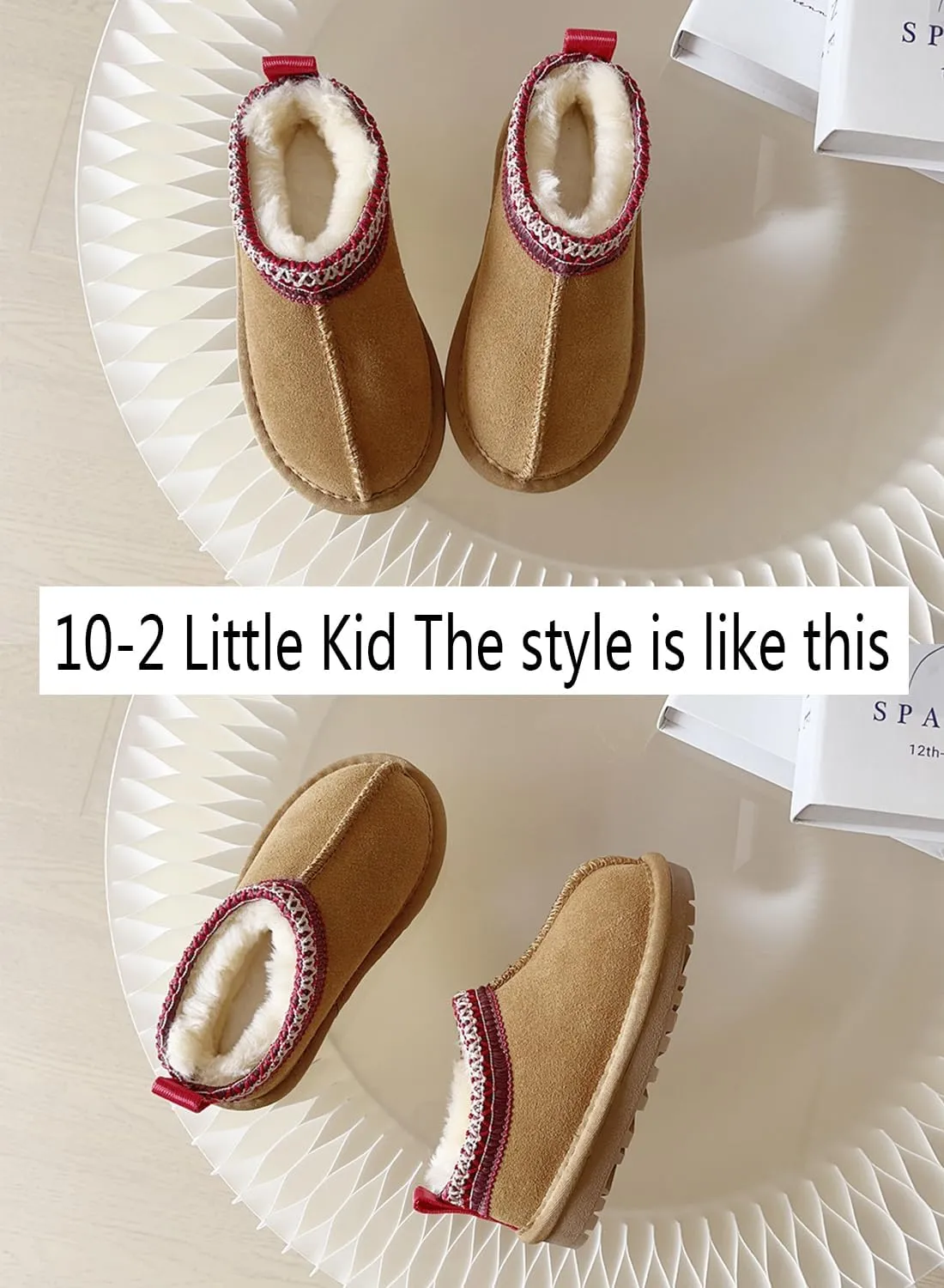 Fashion Platform Slippers for kids Fur Fleece Lined Short Ankle Boot boy girl Comfortable Warm Outdoor Indoor Home Non slip fuzzy big Little Kid Mini Boots
