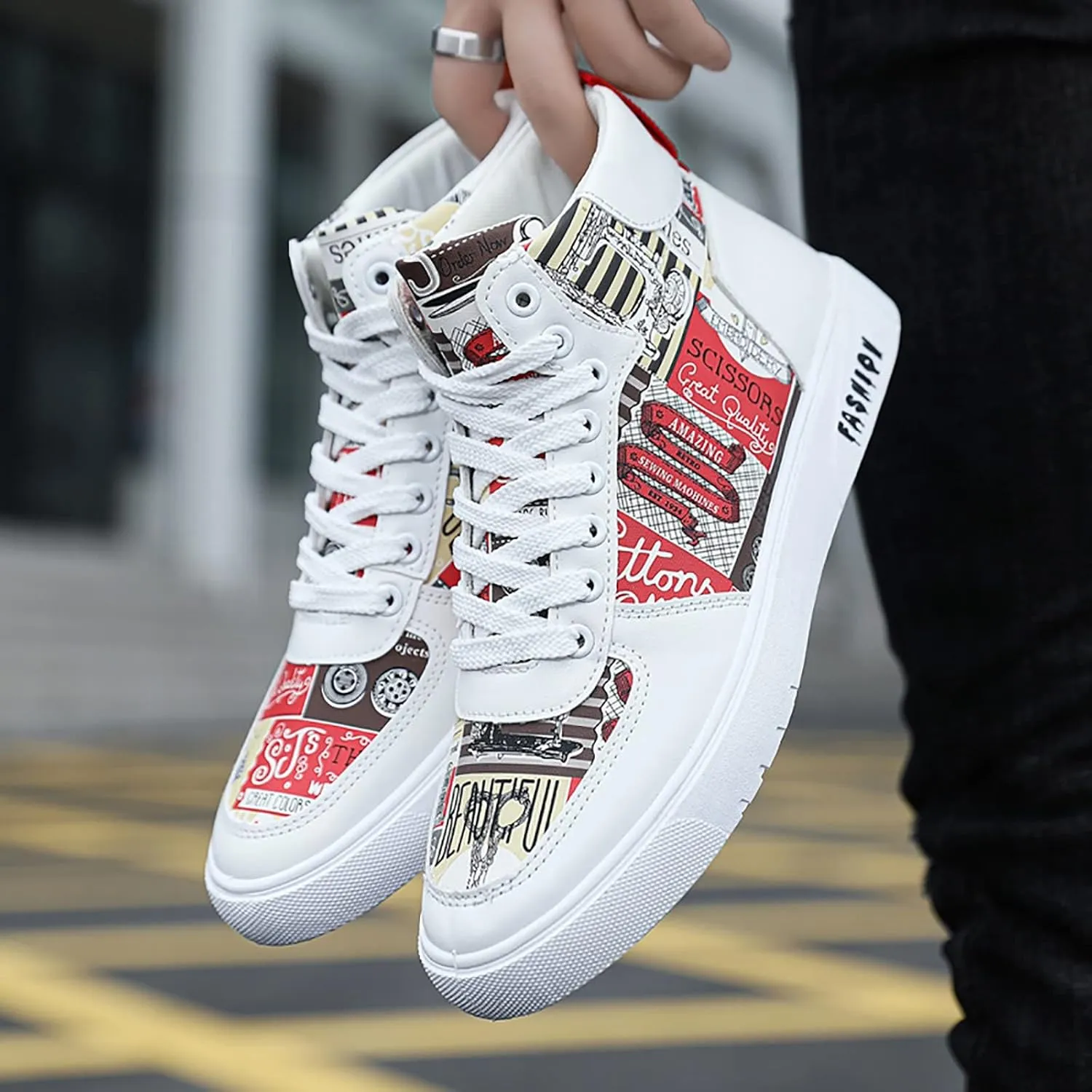 Fashion Sneakers Comfortable Men Shoes High Top Fashion Casual Shoes for Walking Lace Up Sports