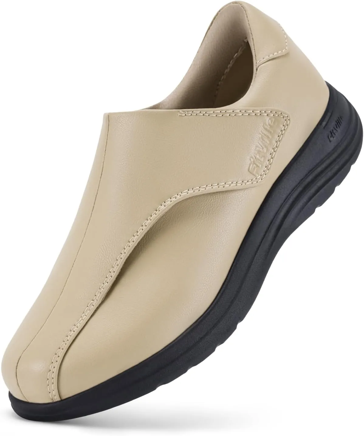FitVille Diabetic Shoes for Women Slip On Classic Oxford Shoes Adjustable Strap Business Formal Dress Shoes PU Leather Loafers Edema Shoes Plantar Fasciitis Sneakers - EasyTop Dress Shoes V1