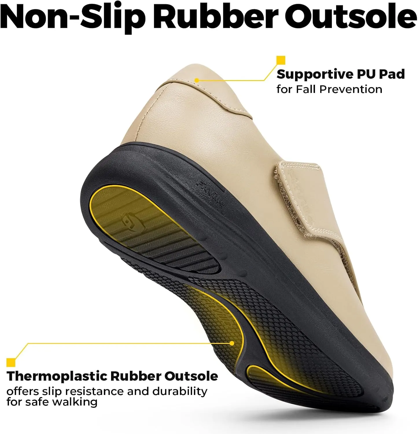 FitVille Diabetic Shoes for Women Slip On Classic Oxford Shoes Adjustable Strap Business Formal Dress Shoes PU Leather Loafers Edema Shoes Plantar Fasciitis Sneakers - EasyTop Dress Shoes V1