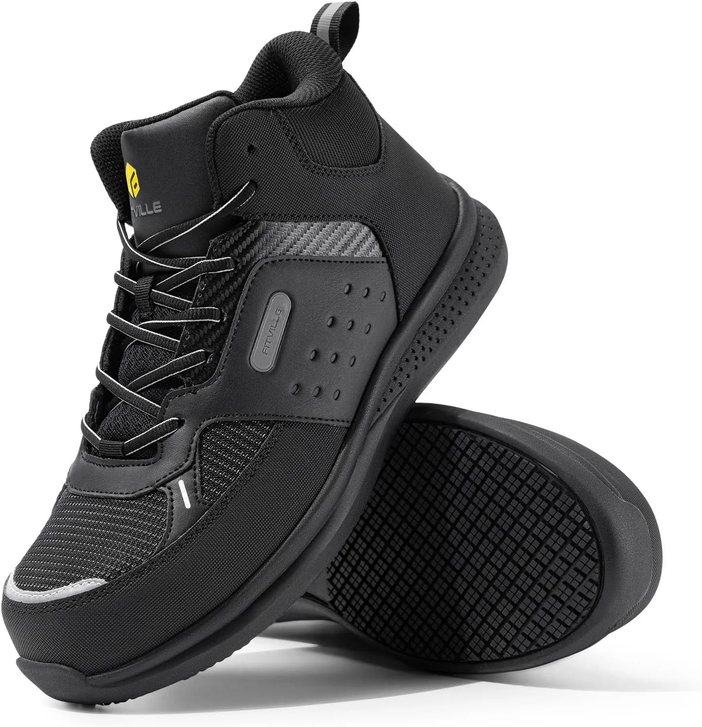 FitVille Wide Work Boots for Men Composite Toe Safety Work Shoes Slip-Resistant Work Boots Waterproof Lightweight - SteelCore