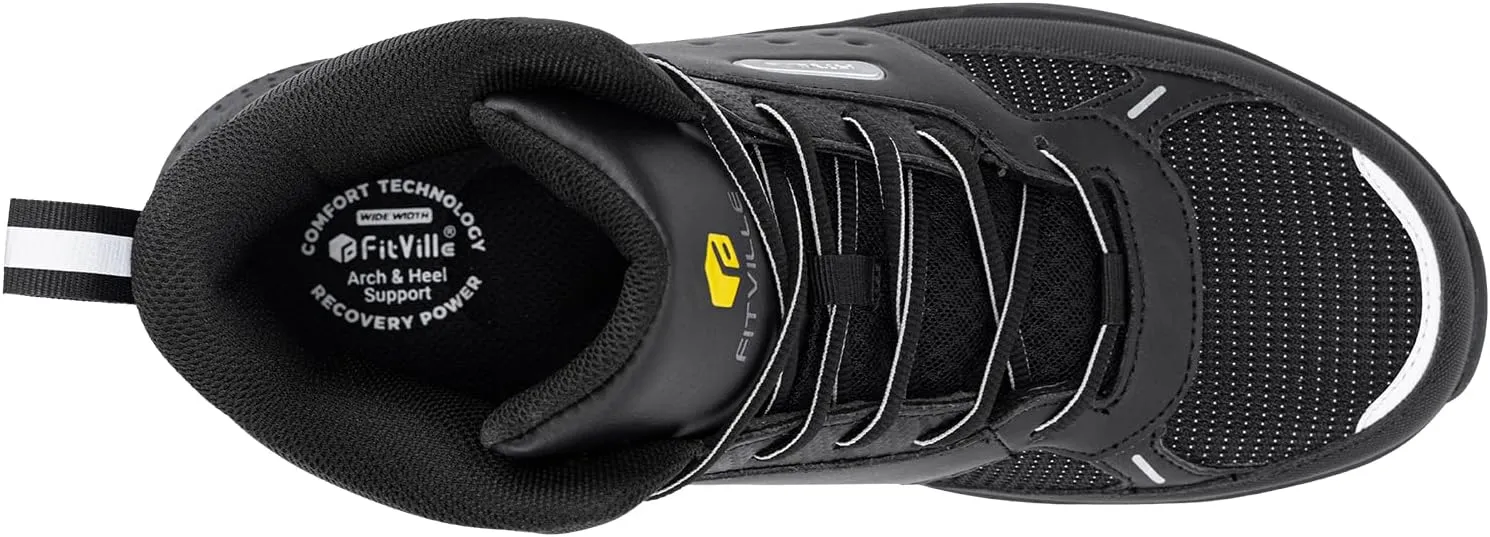 FitVille Wide Work Boots for Men Composite Toe Safety Work Shoes Slip-Resistant Work Boots Waterproof Lightweight - SteelCore