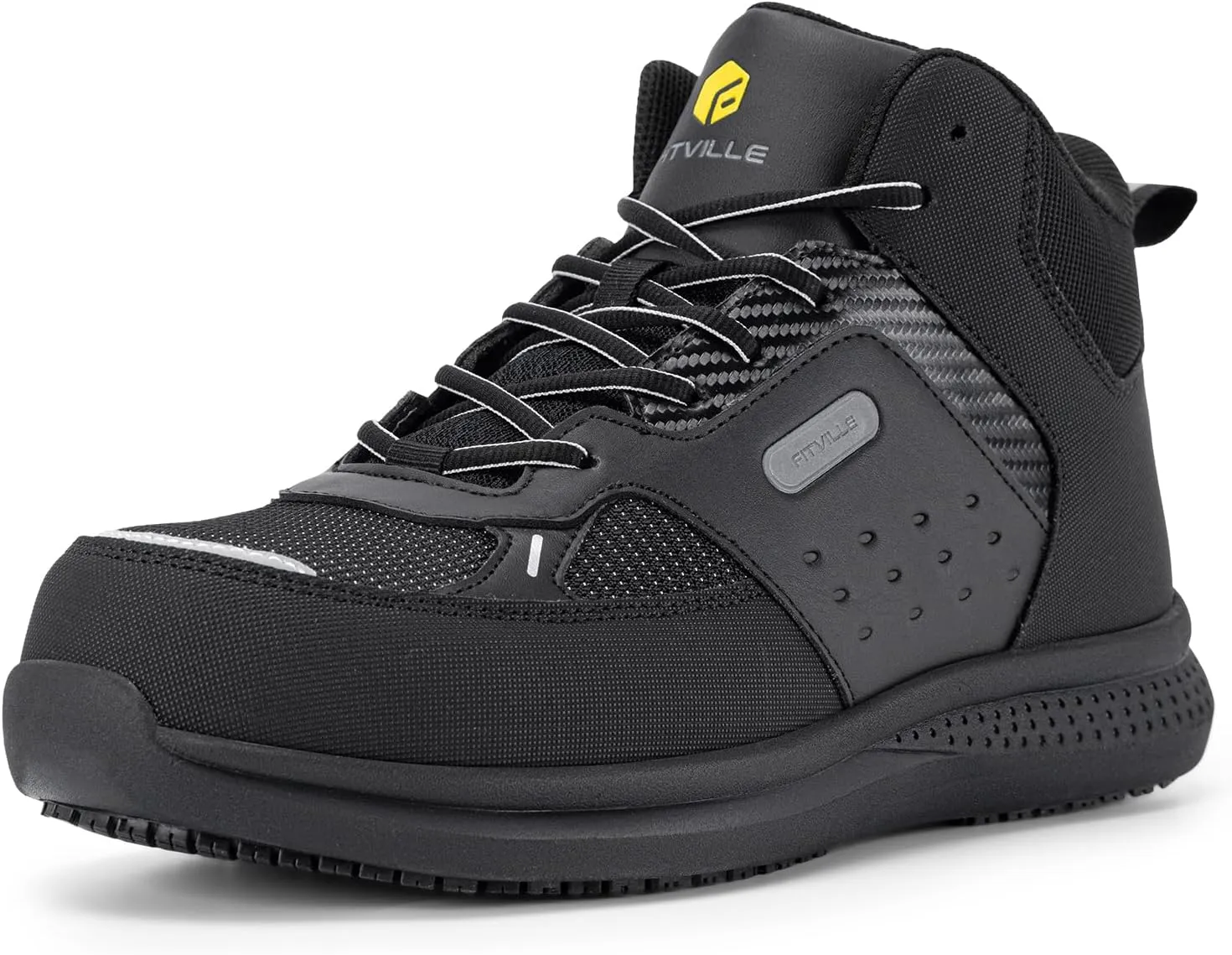 FitVille Wide Work Boots for Men Composite Toe Safety Work Shoes Slip-Resistant Work Boots Waterproof Lightweight - SteelCore