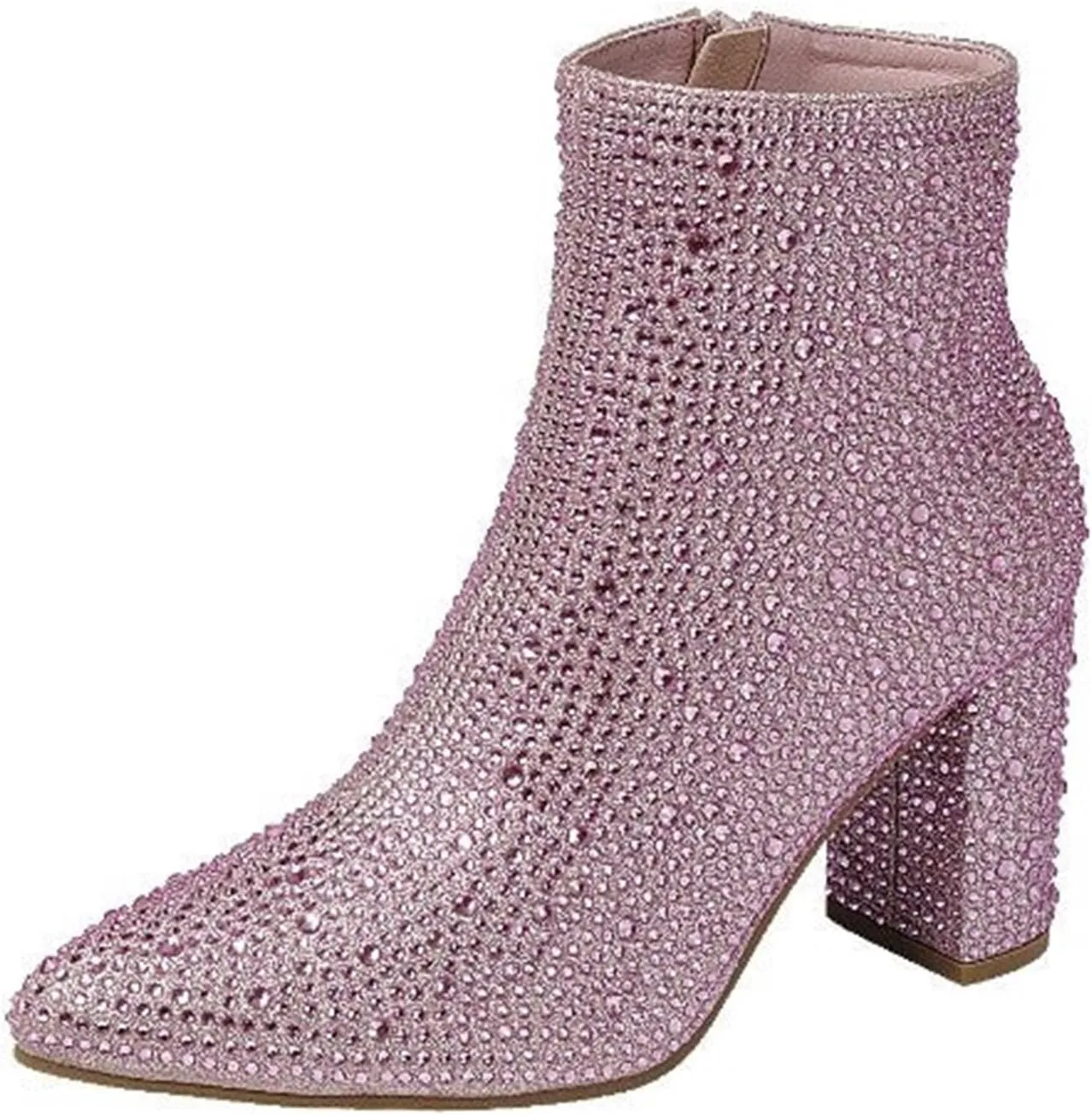 Forever Link Womens Pointed Toe Jeweled Rhinestone Crystal Ankle Booties Boots