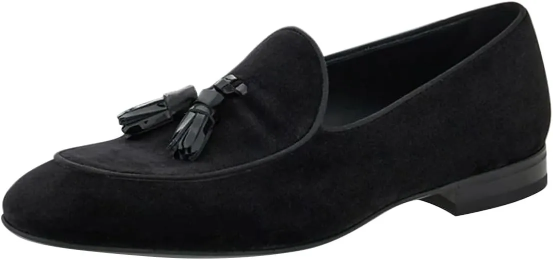 FSJ Men's Retro Round Toe Tassel Loafers Suede Fashion Casual Slip-On Flats Comfortable Driving Luxury Wedding Prom Moccasin Shoes Size 4-16 US