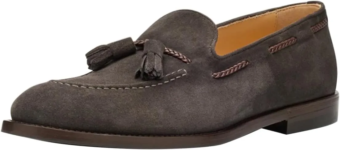 FSJ Men's Retro Round Toe Tassel Loafers Suede Fashion Casual Slip-On Flats Comfortable Driving Luxury Wedding Prom Moccasin Shoes Size 4-16 US