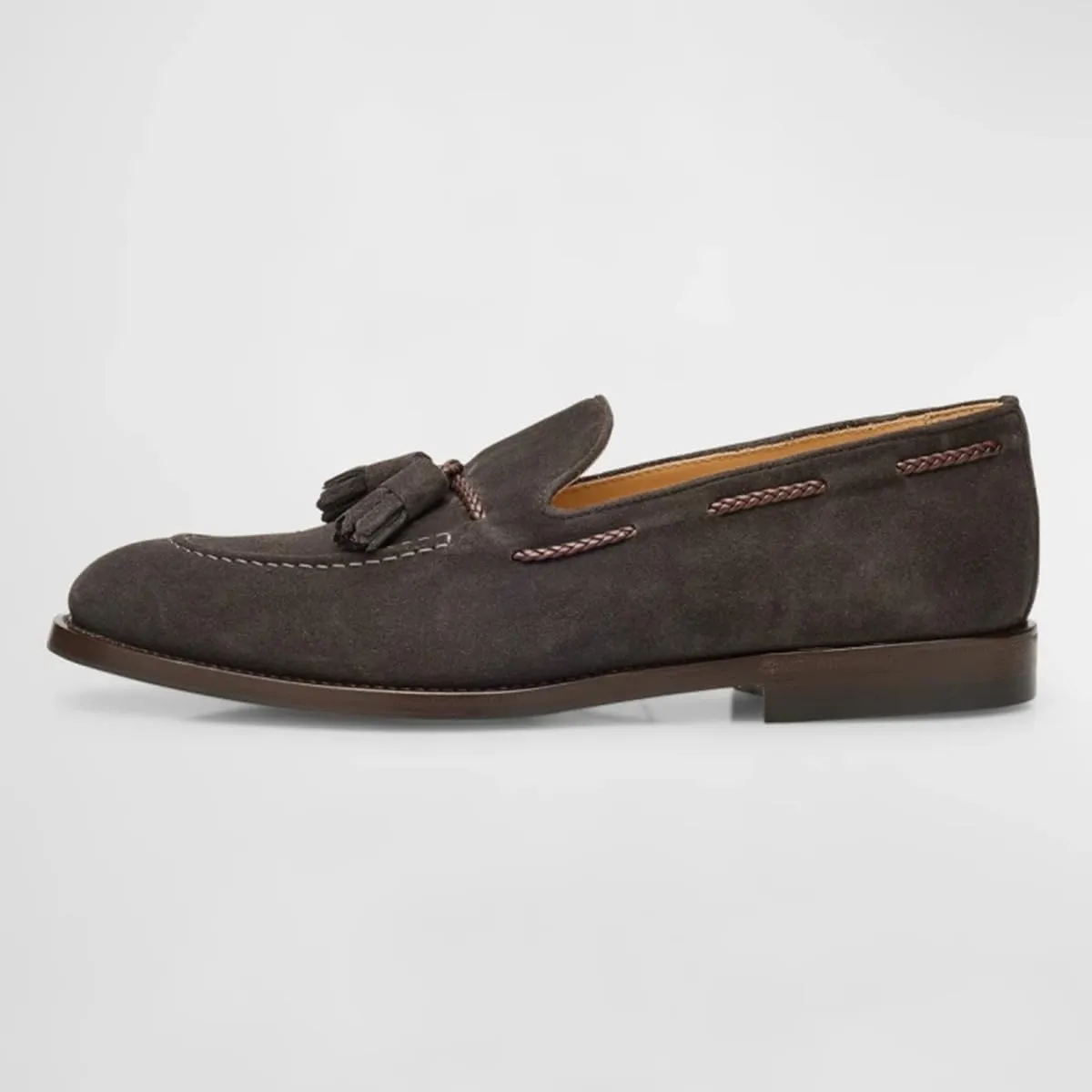 FSJ Men's Retro Round Toe Tassel Loafers Suede Fashion Casual Slip-On Flats Comfortable Driving Luxury Wedding Prom Moccasin Shoes Size 4-16 US