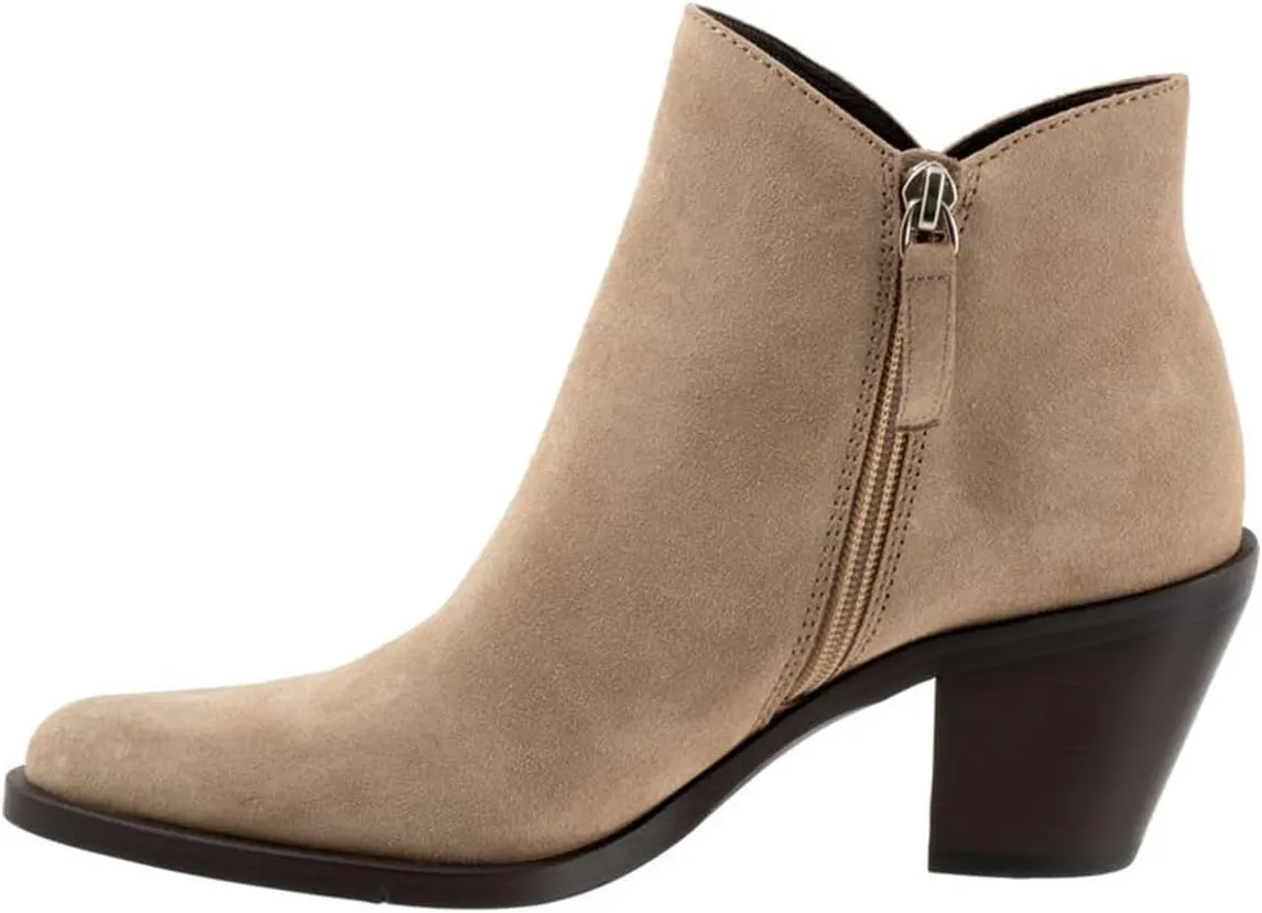 FSJ Women Low Chunky Stacked Heel Ankle Boots Closed Toe Split Shaft Booties with Side Zipper Stylish Casual Shoes Size 4-16 US